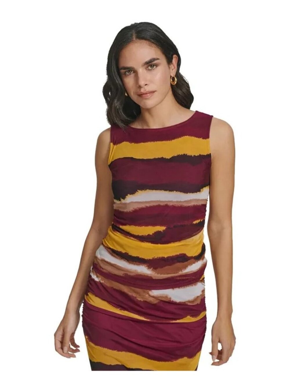 Calvin Klein Women's Sleeveless Printed Top Purple Yellow Polyester Size S $60